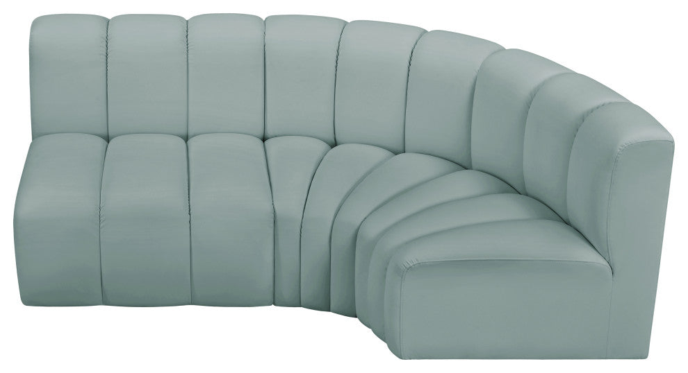 Arc Vegan Leather Upholstered 3-Pc. L-Shaped Modular Sectional, Green