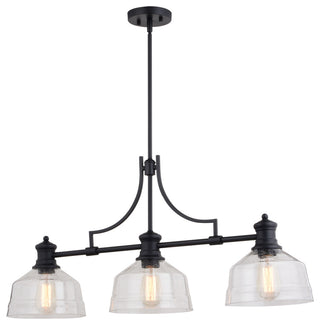 Beloit 3L Black Farmhouse Linear Chandelier Island Pendant Light Fixture
