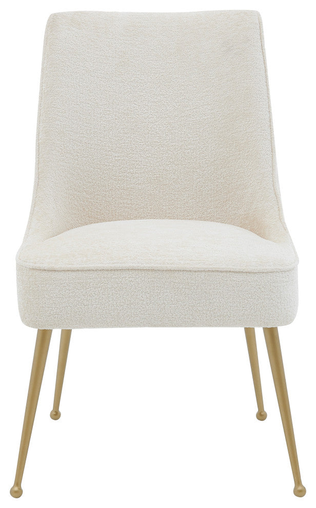 Cedric Fabric Dining Side Chair Gold Legs, Set of 2, Opus Cream