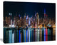 New York Midtown Night Panorama, Extra Large Canvas Art Print, 60"x28"