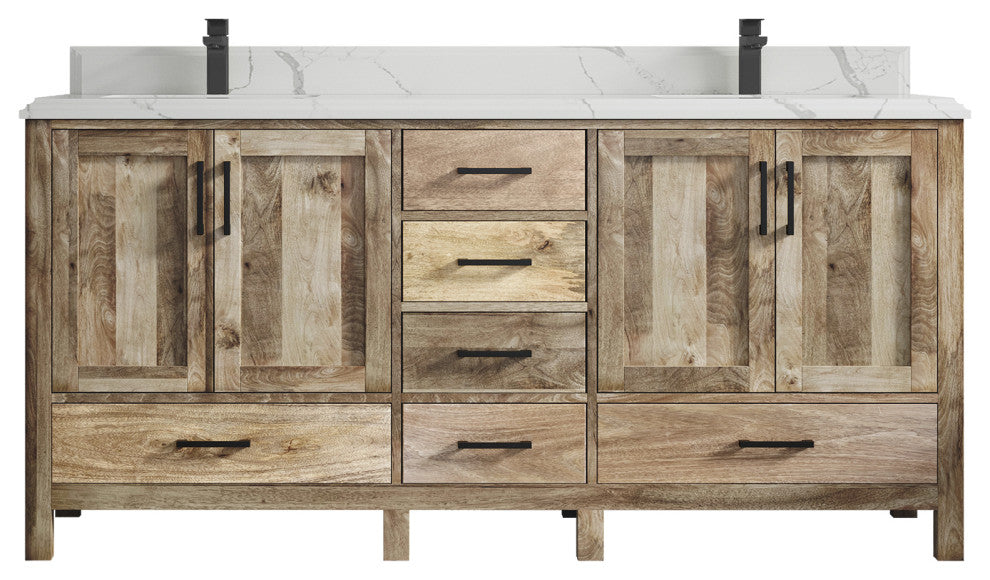 Malibu Mango 72 Double Sink Bath Vanity in Natural 1.5" Calacatta Laza