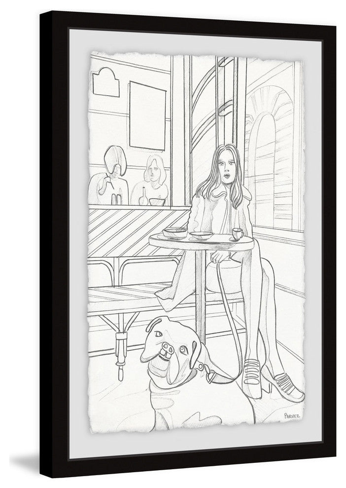 "Chill with the Pup" Framed Painting Print, 30"x45"