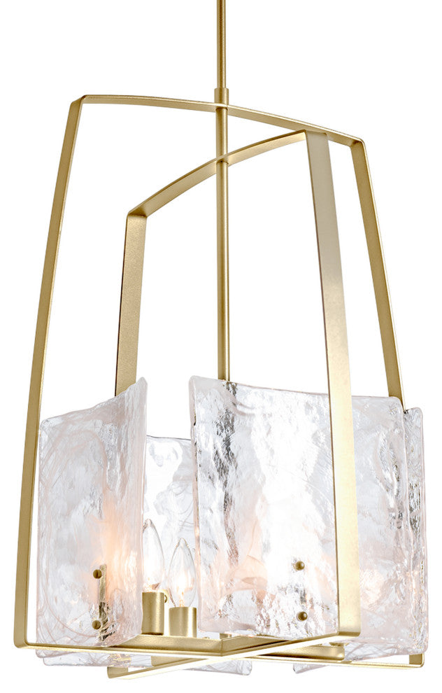 Arc Pendant, Modern Brass Finish, White Swirl Glass, Standard Overall Height