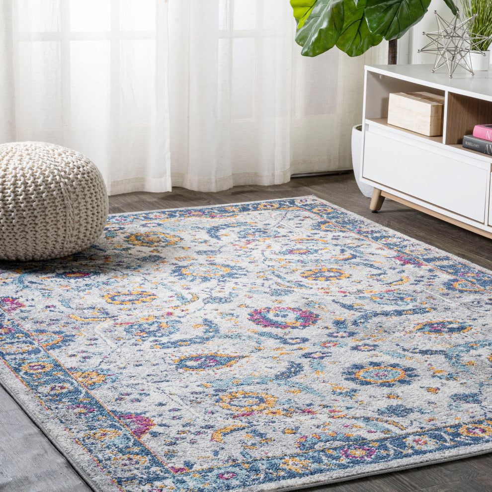 Izil Modern Persian Light Gray/Blue 3'x5' Area Rug