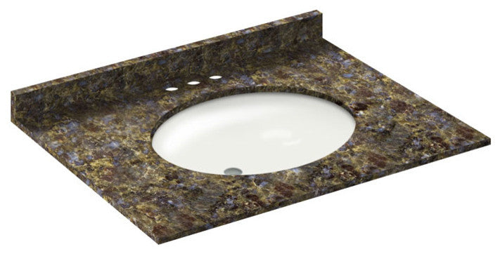 31x22 Blue Butterfly Granite Vanity Countertops, 4 Faucet Spread