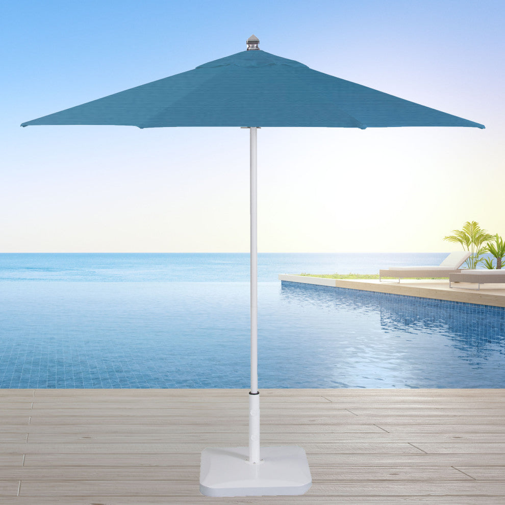 9' Round Flexibe Commercial Umbrella, White, Sapphire Blue