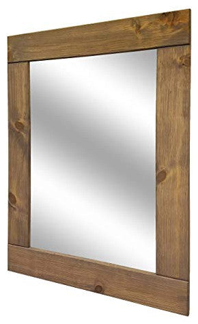 Natural Rustic Style Vanity Mirror, Weathered Oak, 36"x30"