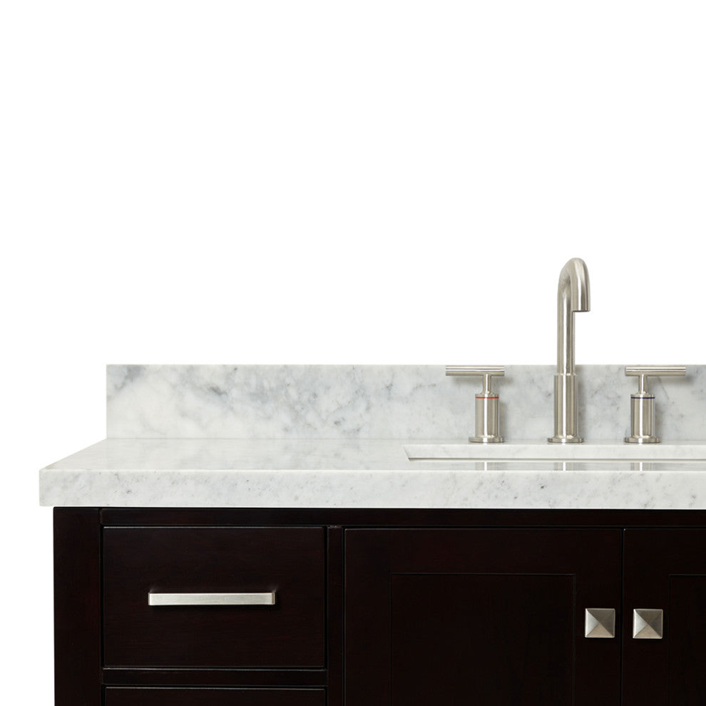 Cambridge 49" Bath Vanity With Marble Top, Carrara White/White Basin