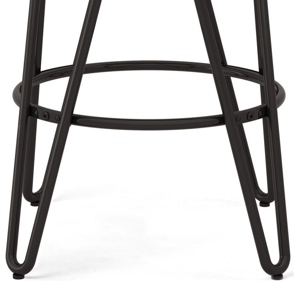 Simeon 24 inch Metal Counter Height Stool with Wood Seat