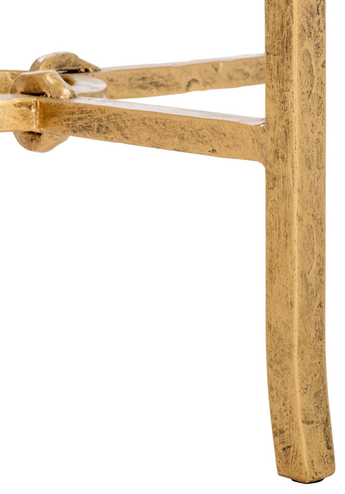 Safavieh Couture Tauri Metal Round Accent Table, Brass/Clear