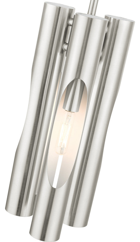Brushed Nickel Contemporary, Industrial, Urban, Sleek Pendant Chandelier
