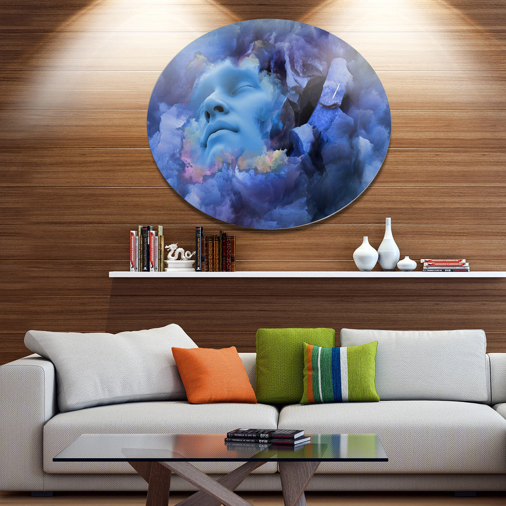 Game Of Dream Woman Sleeping, Abstract Disc Metal Artwork, 23"