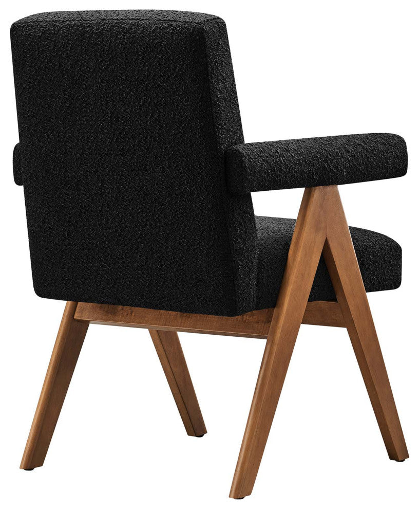 Lyra Boucle Fabric Dining Room Chair, Set of 2, Black