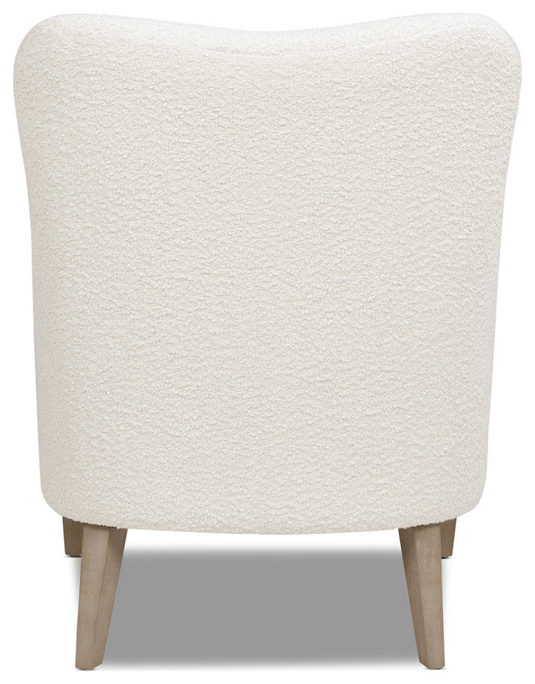 Nimbus 27.5" Curved Accent Chair, Ivory White Boucle