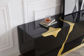 Modrest Aspen Modern Black and Gold TV Stand