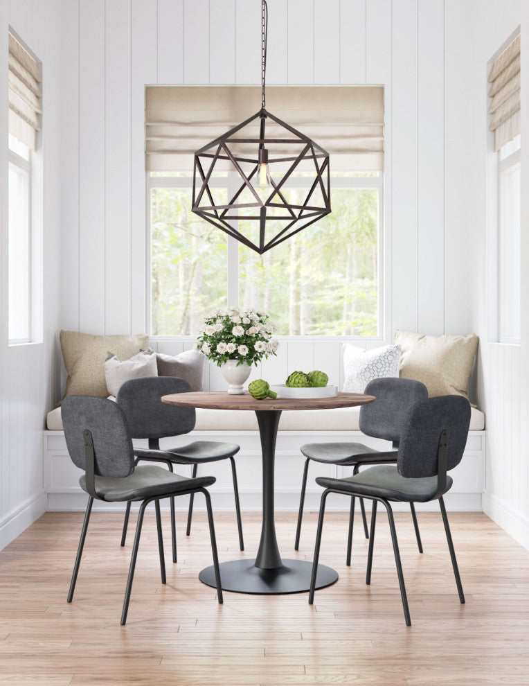 Dining Chair, Set of 2, Faux Vinyl Leather, Steel, Gray, Black, Cafe