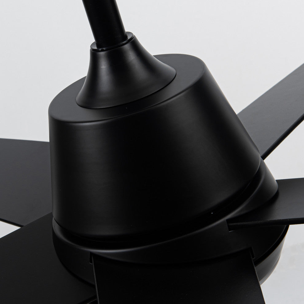 52-inch Modern 5-blade Black Ceiling Fan with Light