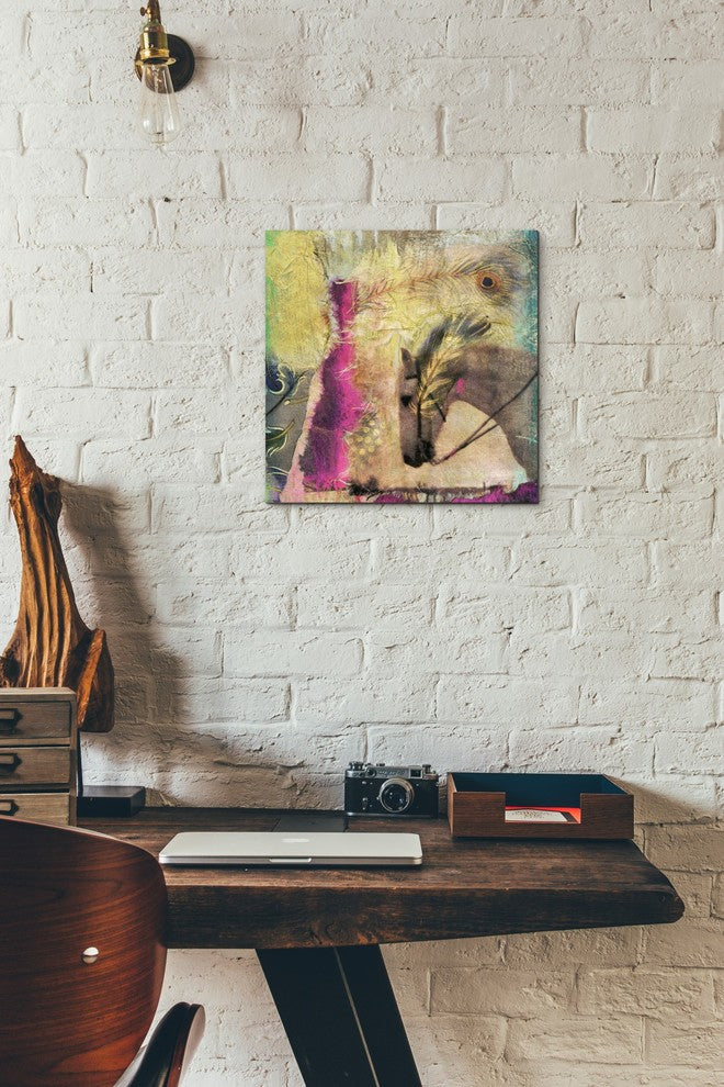 "White Horse" Giclee Canvas Wall Art, 12"x12"