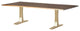 Toulouse Stainless Steel Dining Table, Top: Seared Oak, Base: Brushed Gold, 96"