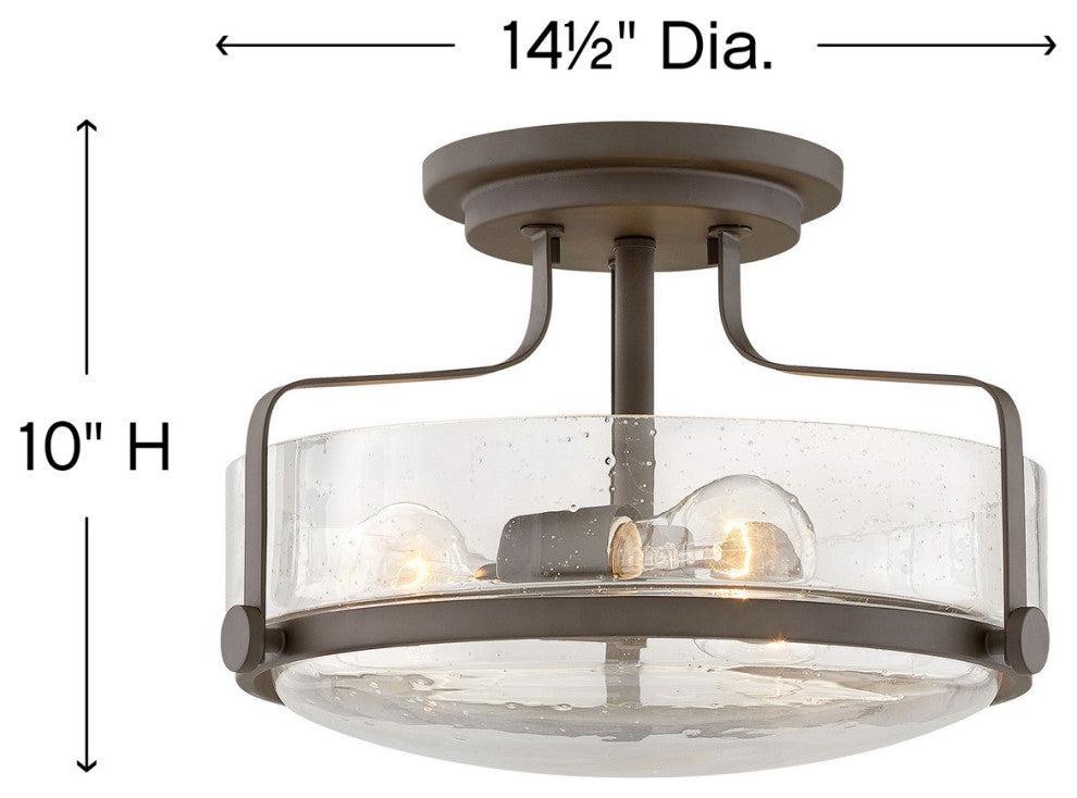 Hinkley Harper 14.5" Semi-Flush Ceiling Light, Oil Rubbed Bronze