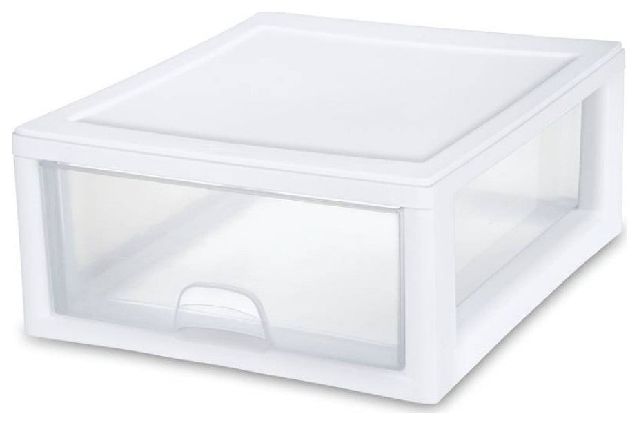 Sterilite 23018006 Stacking Drawer, White, 16 Qt