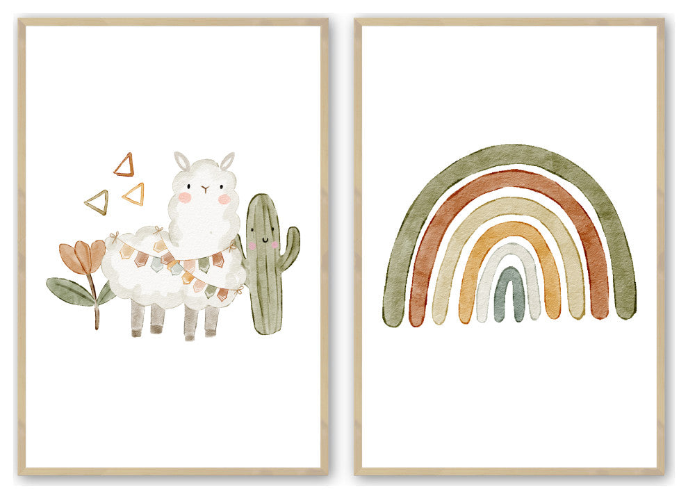 Raw Maple 18" x 24" Rainbow and Lamba, Set of 2