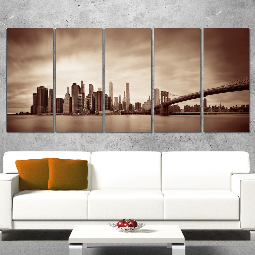 "Manhattan Financial District" Canvas Print60"x28", 5-Panels