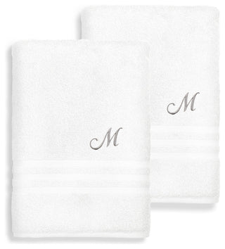 Denzi Bath Sheets With Monogrammed Letter, Set of 2, M