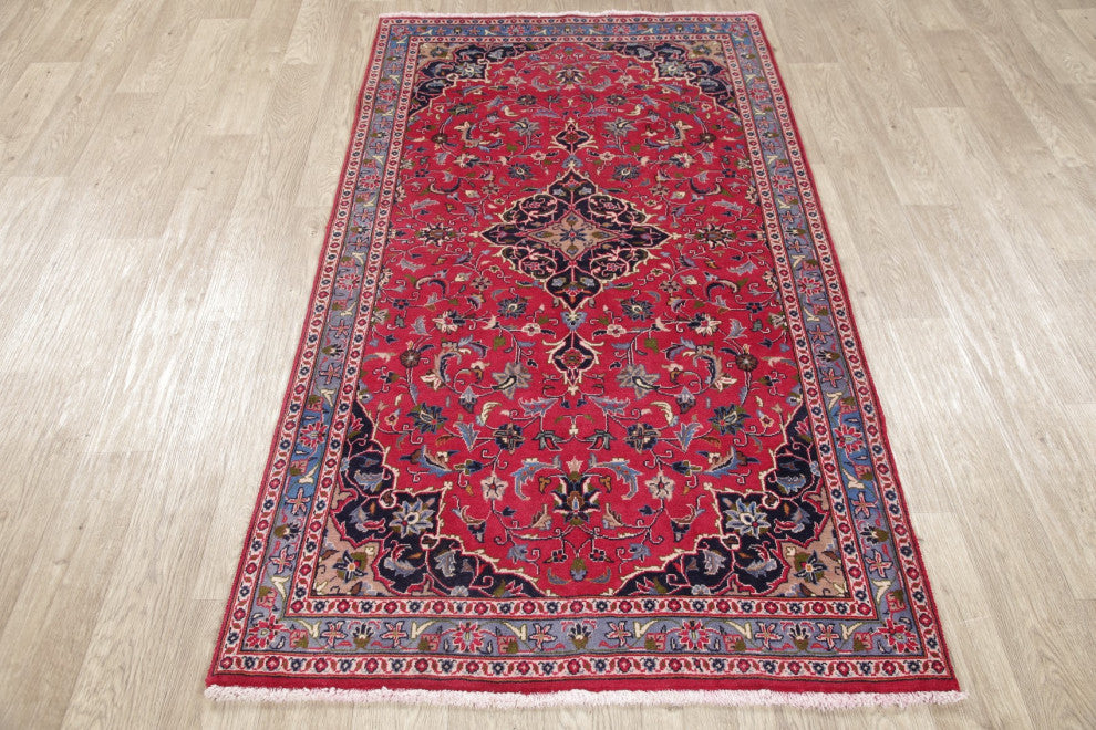 Consigned, Oriental Traditional Vintage Hand-Knotted Persian Area Rug, Red, 4x7
