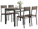 5 Piece Dining Set, Ark Brown And Matte Black