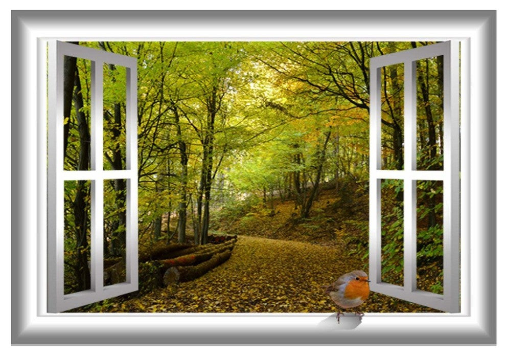 VWAQ, 3D Bird Wall Sticker, Nature Window Decal Peel And Stick, 24"x30"