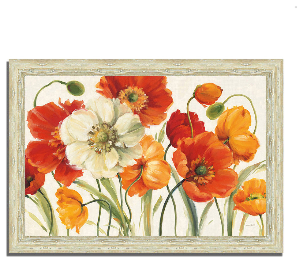 "Poppies Melody I" By Lisa Audit, Framed Painting Print, Ready To Hang