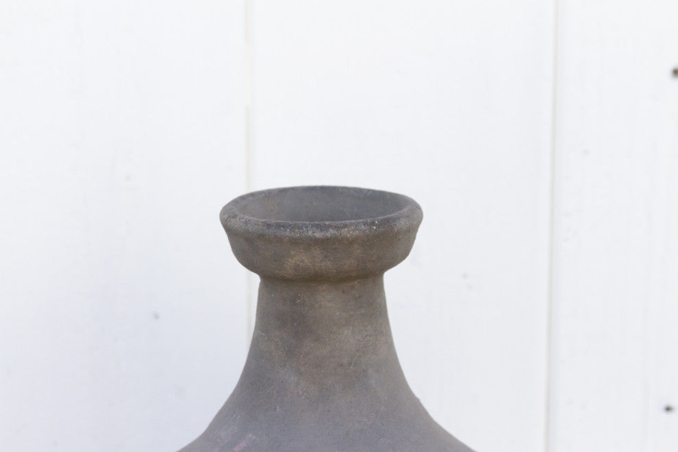Oxidized Gray Terracotta Amphora Vase