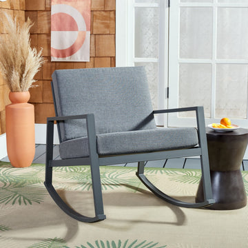 Safavieh Outdoor Cantor Rocking Chair Grey/Grey Cushion