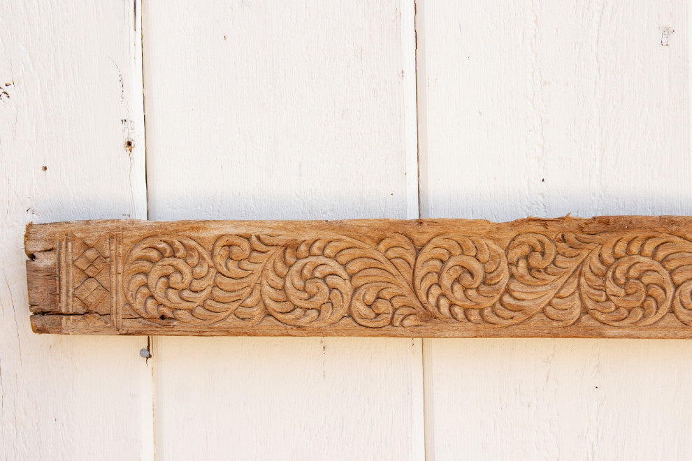 Ancient Scrolled Motif Indian Carving