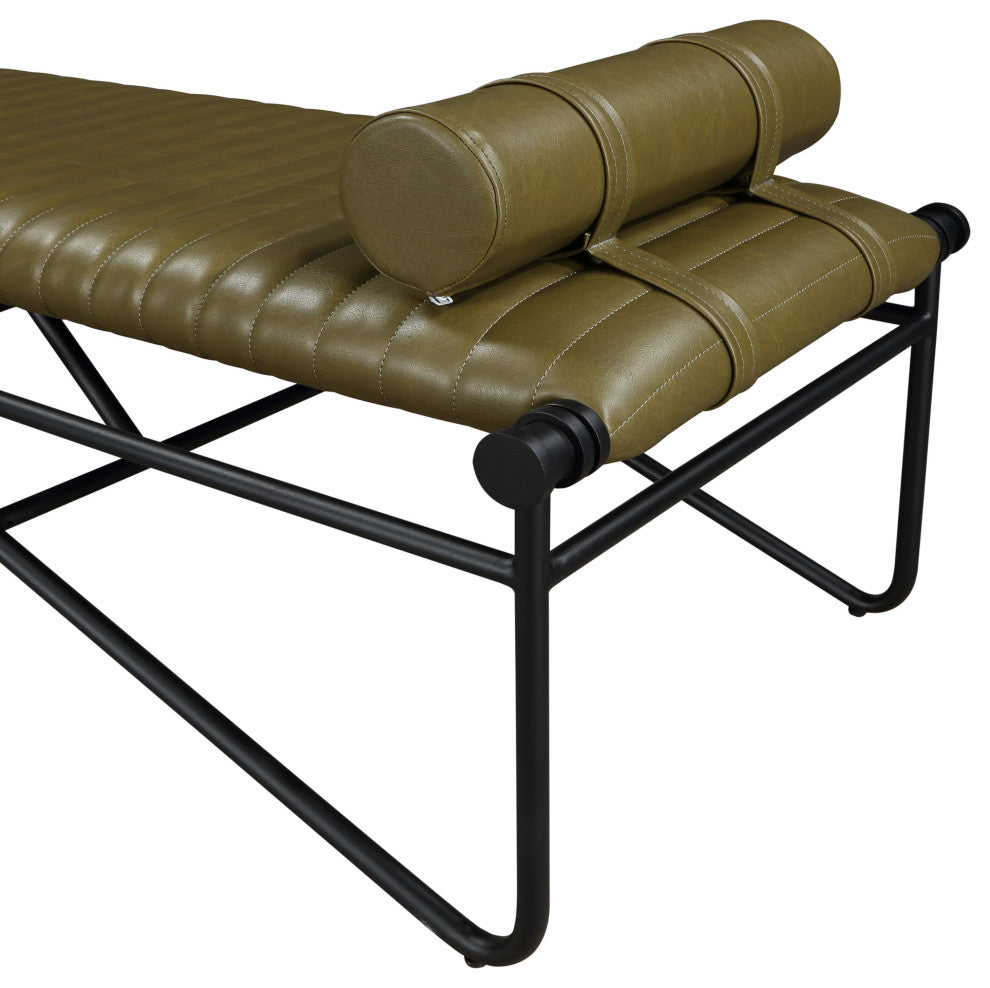 Gatsby Vegan Leather Upholstered Bench, Olive
