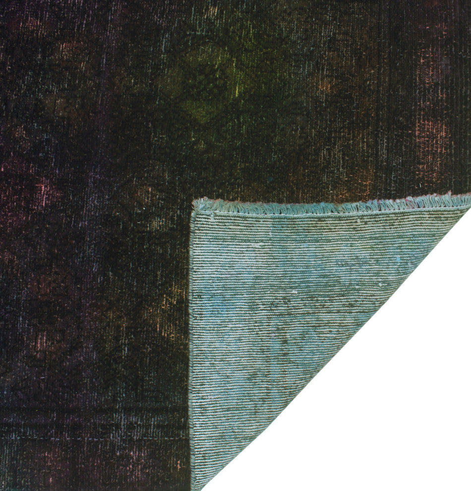 Vintage Distressed Rainbow-dyed Deana Green Runner