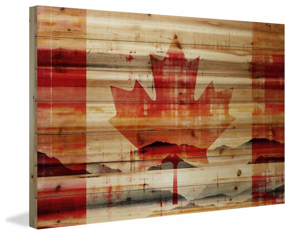 "Faded Leaf" Print on Natural Pine Wood, 60"x40"