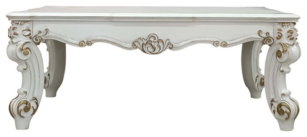 Rectangular Wooden Coffee Table, Antique Pearl
