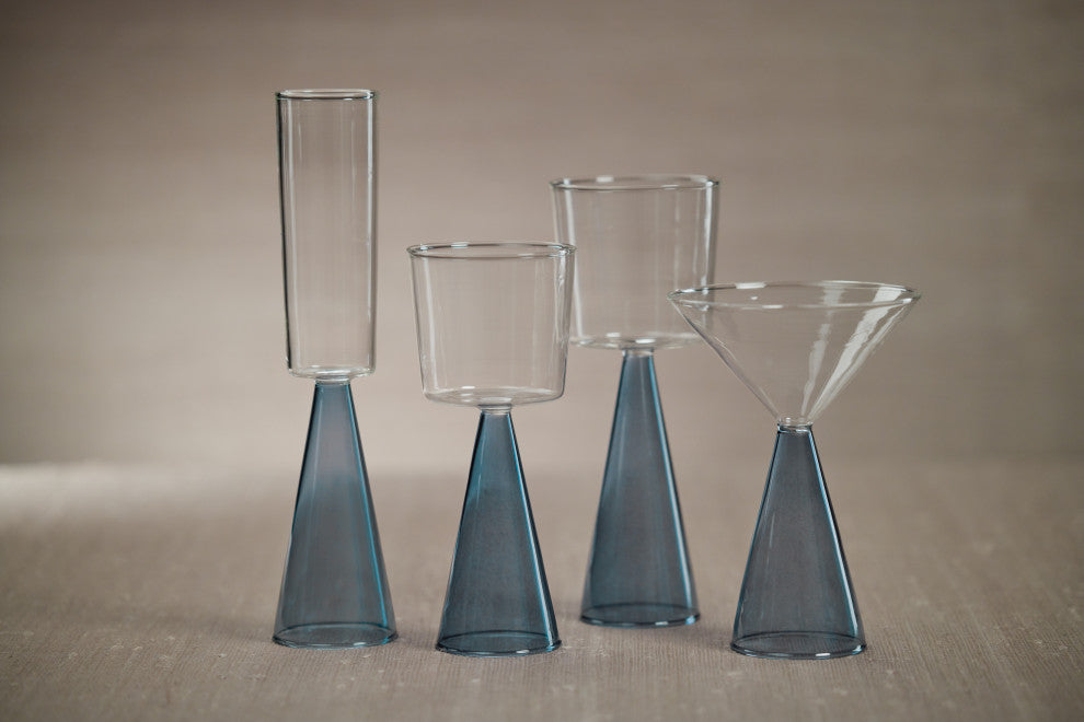 Viterbo Champagne Flutes, Set of 4, Blue