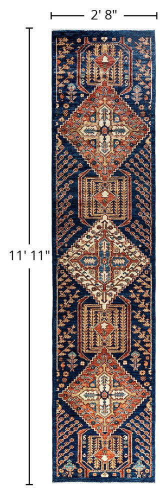 Serapi One-of-a-Kind Hand-Knotted Runner Rug Blue, 2' 8" x 11' 11"