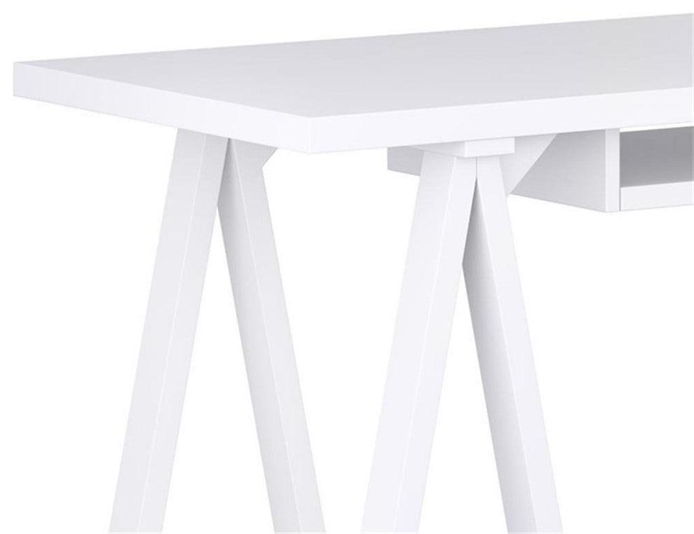 Sawhorse Solid Wood Desk In White