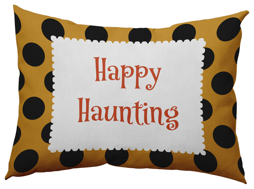 Happy Haunting Dots Accent Pillow, Golden Mustard, 14"x20"