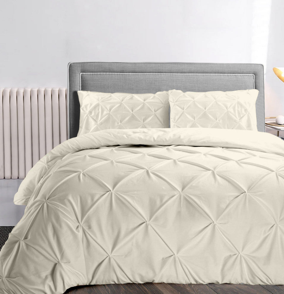 Organic Cotton 300 TC GOTS Certified 8 Internal Ties Fair Trad Pintuck Duvet Set