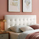 Contemporary Modern Bedroom King Size Tufted Headboard, Velvet Fabric, White