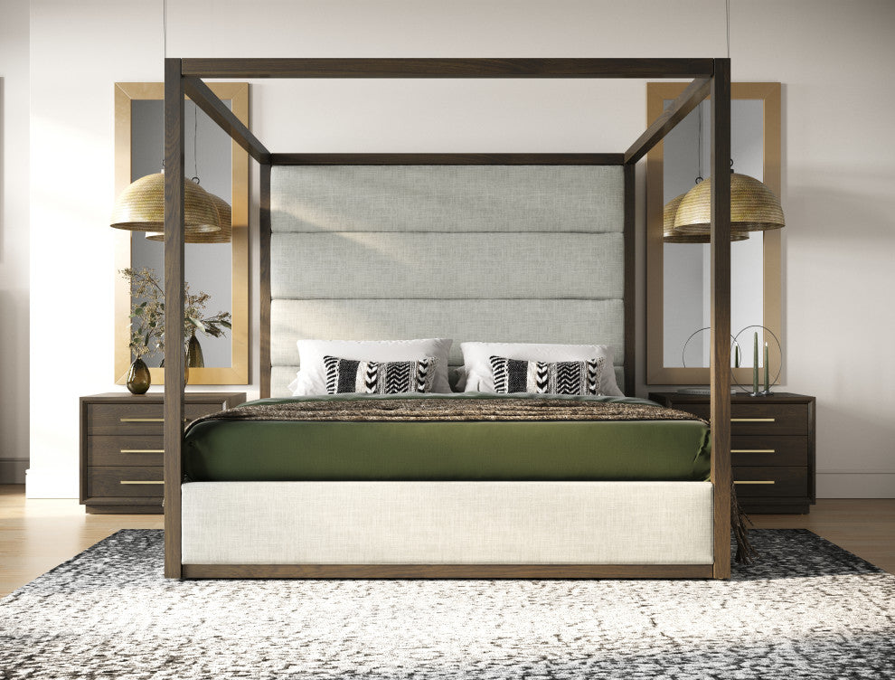 Modrest Manhattan Contemporary Canopy Cherry Bed, Queen