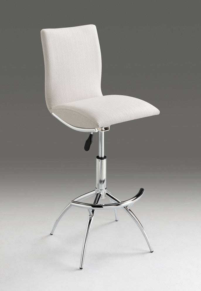 Adjustable and Swivel Leatherette Barstool Soft White, Set of 2