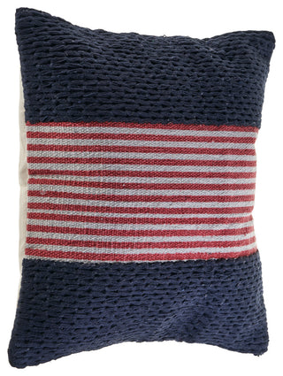 Navy Nautical Striped Throw Pillow