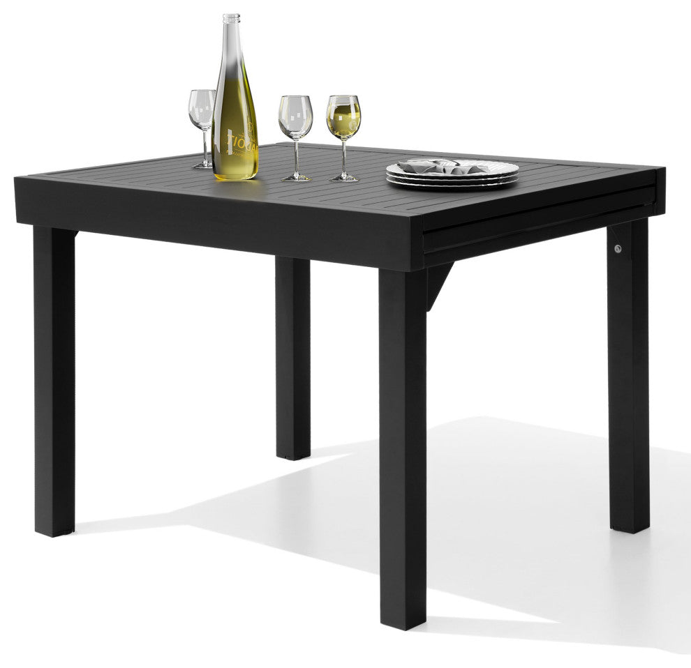 4-8 Person Expandable Aluminum Outdoor Patio Dining Table Dark Gray, Gray