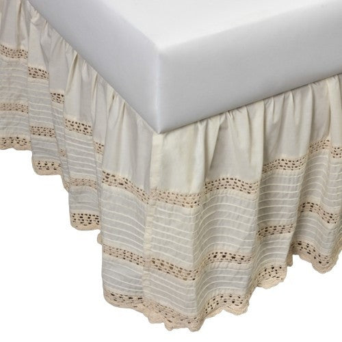 Cassie Crochect 18" Drop Bed Skirt, Ivory, King